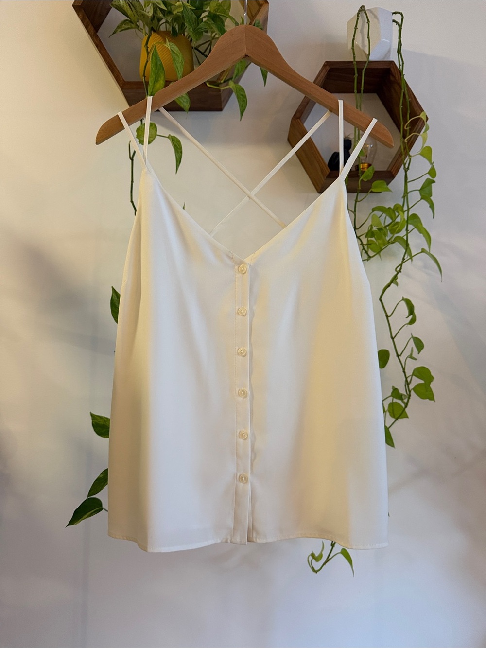 Frank & Oak White Button-Front Cami